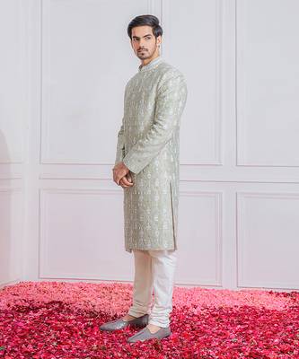 Mint green hasilpur sherwani set 2