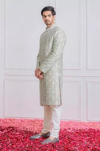 Mint green hasilpur sherwani set