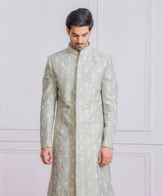 Mint green hasilpur sherwani set 3