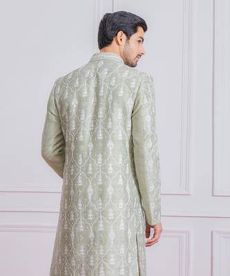 Mint green hasilpur sherwani set 4