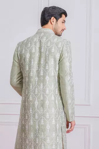 Mint green hasilpur sherwani set