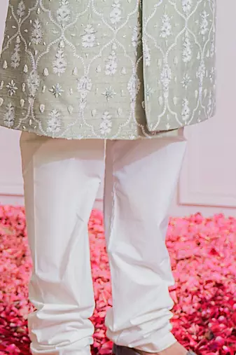 Mint green hasilpur sherwani set
