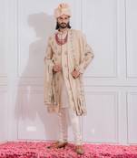 Beige lahore sherwani set