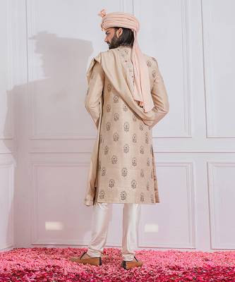 Beige lahore sherwani set 3