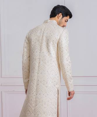 Off white turbat sherwani set 4