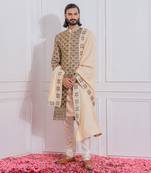 Gold nawabshah sherwani set