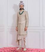 Dusty grey sukkur sherwani set