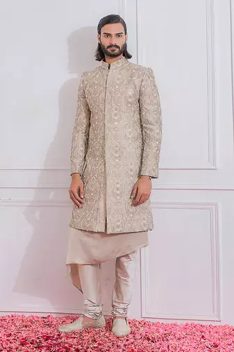 Dusty grey sukkur sherwani set