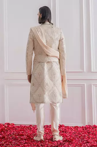 Champagne khanpur sherwani set