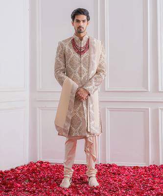 Dusty rose ahemadpur sherwani set 1