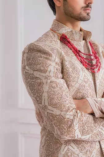 Dusty rose ahemadpur sherwani set