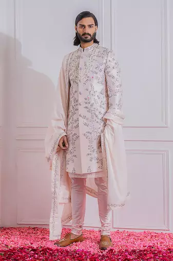 Powder pink karachi sherwani set