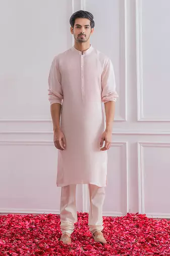 Powder pink karachi sherwani set