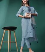 Grey Colour Smart And Fancy Girlish Partywear Stitched Salwaar Kameez