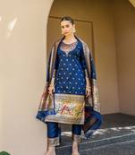 Beautiful Navy Blue Colour Woven Paithnai Designer Fancy Girlish Banarasi Silk Salwaar Kameez