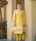 Beautiful Yellow Colour Woven Paithnai Designer Fancy Girlish Banarasi Silk Salwaar Kameez
