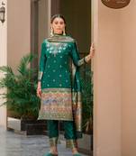Beautiful Green Colour Woven Paithnai Designer Fancy Girlish Banarasi Silk Salwaar Kameez