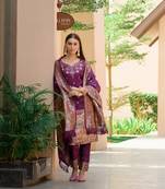 Beautiful Wine Colour Woven Paithnai Designer Fancy Girlish Banarasi Silk Salwaar Kameez