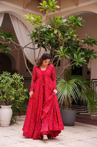 Pink Colour Palazzo Dress With Shrug For Fancy Girlish Looks