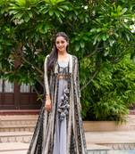 Grey Colour Designer Palazzo Dress With Shrug For Fancy Girlish Looks
