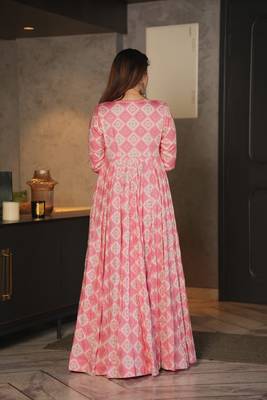 Rayon Printed Pink Palazzo Set with Jacket 2
