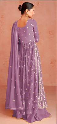 Purple Colour Thread Work Fancy Palazzo Dress For Partywear 2