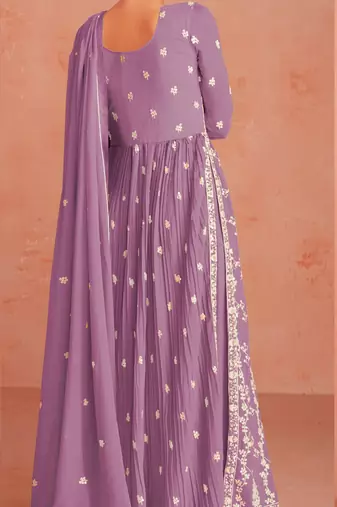 Purple Colour Thread Work Fancy Palazzo Dress For Partywear