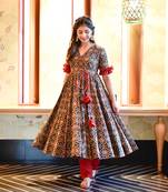 Blue Colour Girlish Print Fancy Ethnic Kurti Bottom Set For Festive Looks