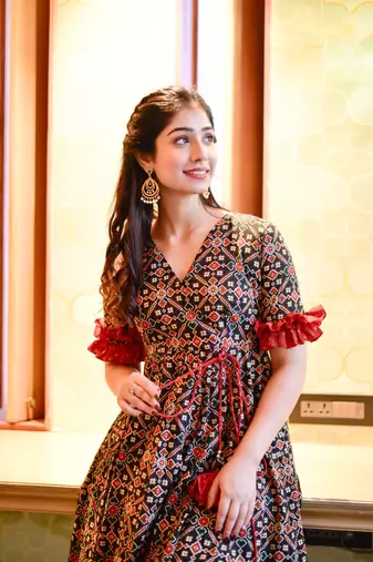 Blue Colour Girlish Print Fancy Ethnic Kurti Bottom Set For Festive Looks