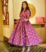 Pink Colour Girlish Print Fancy Ethnic Kurti Bottom Set For Festive Looks