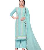 Blue Colour Ethnic Salwaar Kameez For Girlish Looks
