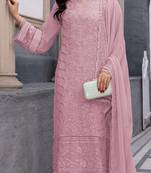 Pink Colour Designer Resham Embroidered Ethnic Salwaar Kameez For Festive Season