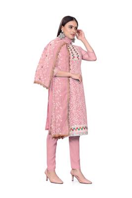 Resham Embroidered Pink Colour Ethnic Festive Suit For Girls 3