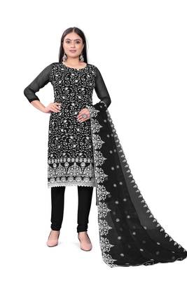 Resham Embroidered Black Colour Ethnic Festive Suit For Girls 1