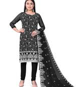 Resham Embroidered Black Colour Ethnic Festive Suit For Girls