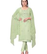 Pista Colour Resham Embroidered Office Wear Cotton Salwaar Kameez