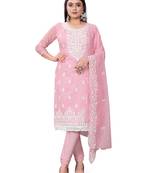 Pink Colour Resham Embroidered Office Wear Cotton Salwaar Kameez
