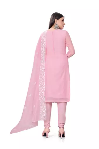 Pink Colour Resham Embroidered Office Wear Cotton Salwaar Kameez