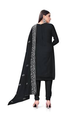 Black Colour Resham Embroidered Office Wear Cotton Salwaar Kameez 2