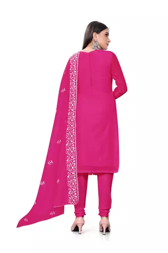 Pink Colour Resham Embroidered Office Wear Cotton Salwaar Kameez