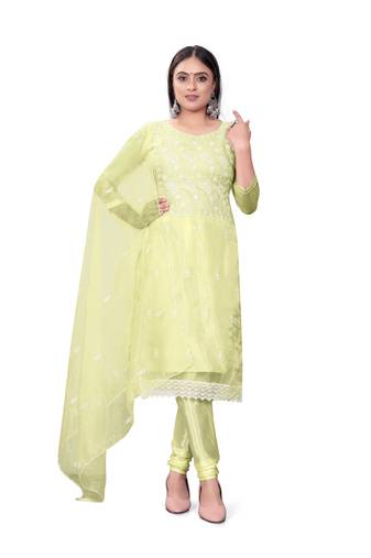 Yellow Colour Ethnic Resham Work Organza Salwaar Kameez