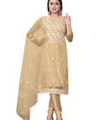 Beige Colour Ethnic Resham Work Organza Salwaar Kameez