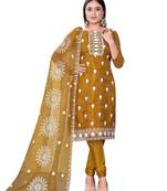 Mustard Colour Ethnic Resham Work Organza Salwaar Kameez