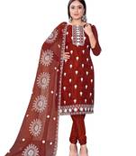 Maroon Colour Ethnic Resham Work Organza Salwaar Kameez