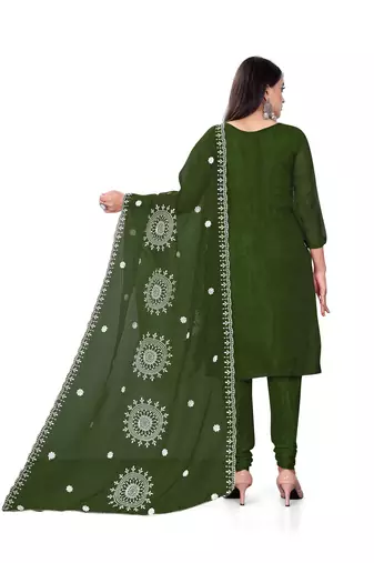 Green Colour Ethnic Resham Work Organza Salwaar Kameez