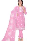 Pink Colour Ethnic Resham Work Organza Salwaar Kameez