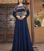 Blue Colour Fancy Glamorous Partywear Gowns For Ethnic Looks