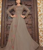 Brown Colour Fancy Glamorous Partywear Gowns For Ethnic Looks