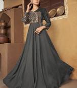Grey Colour Fancy Glamorous Partywear Gowns For Ethnic Looks