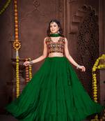 Green Colour Ethnic Navratri Special Lehenga Choli Set For Trendy Girls